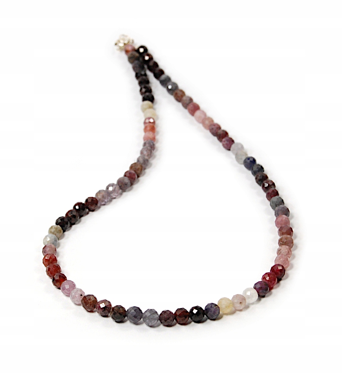 Přírodní barevný náhrdelník Spinel spinele fazetované kuličky 6 mm stříbro 925
