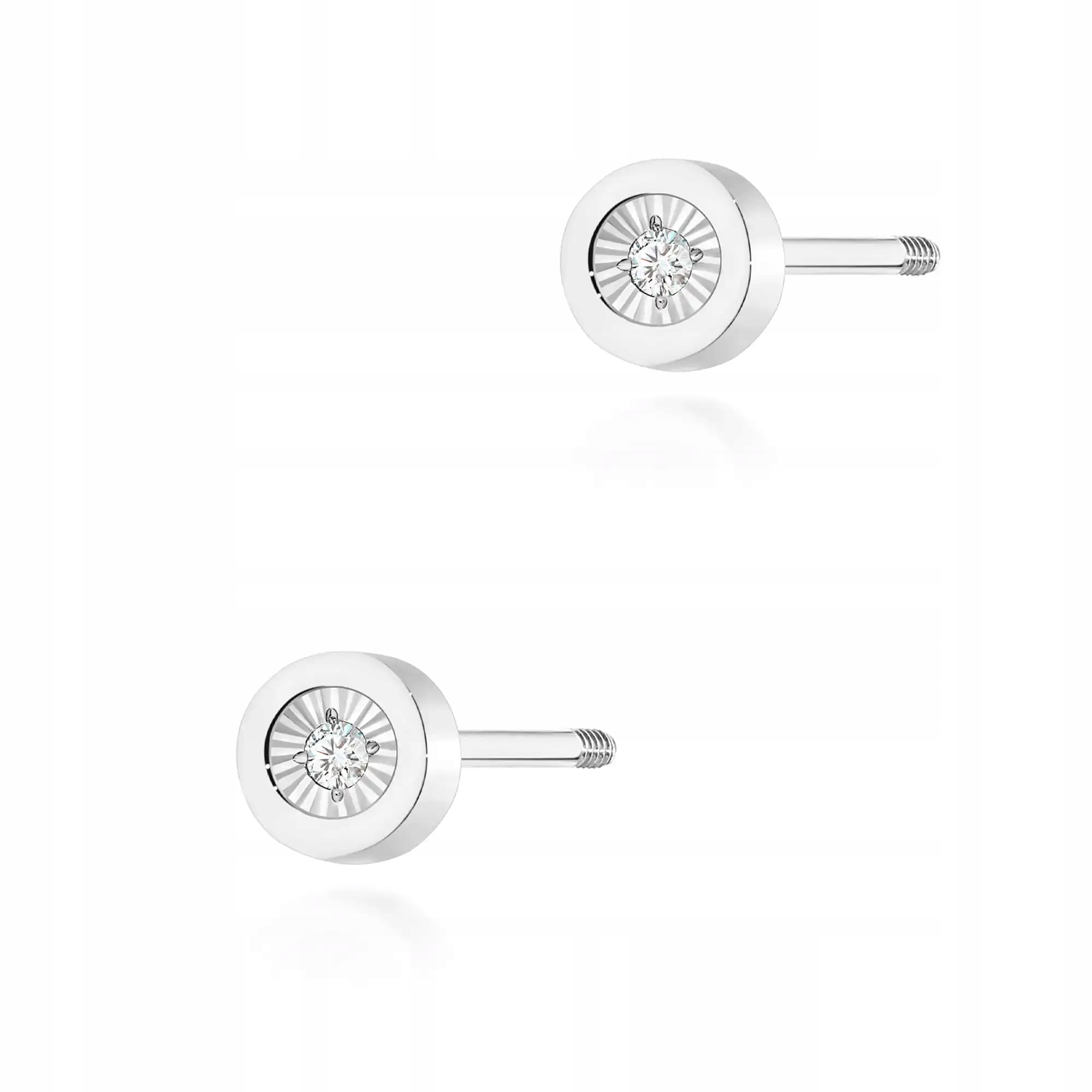 Zlaté Náušnice 585 s diamantem, bílé zlato, puzetové zapínání, elegantní, pro ni