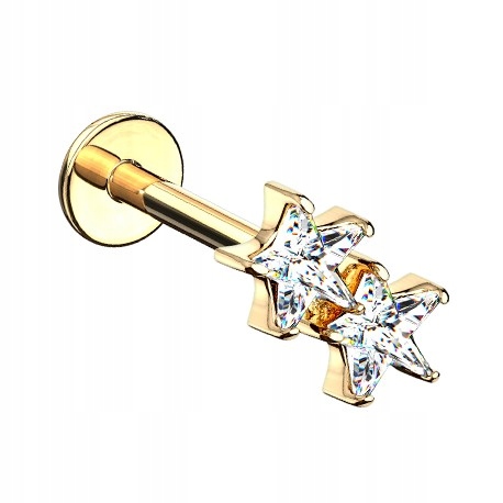 

Labret z kryształowymi gwiazdkami 1,2/6 złoty