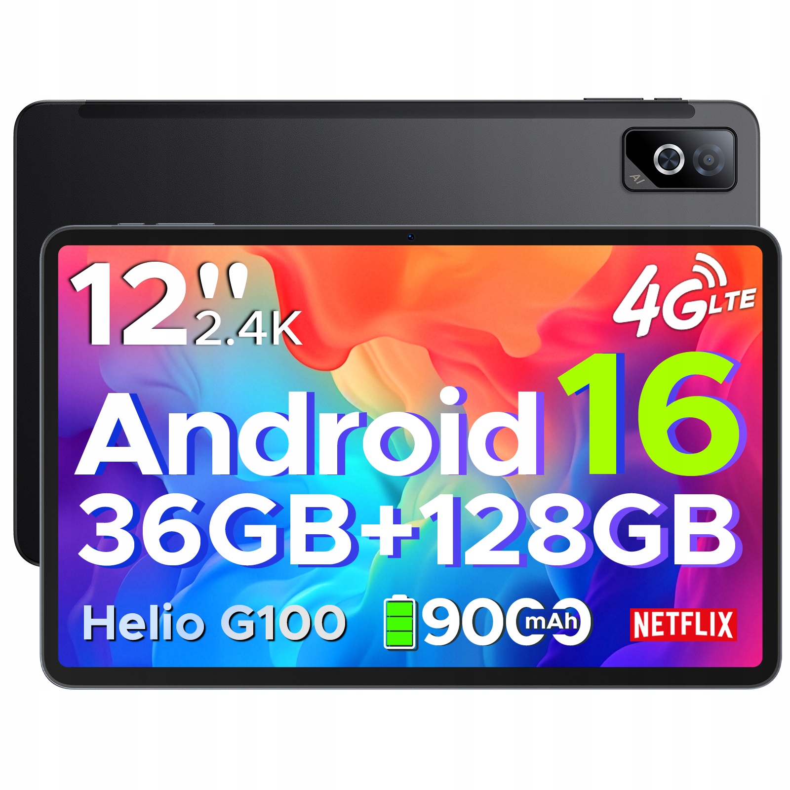 Nowy Zaplombowany Tablet Doogee TABG6PRO 12" 8 Gb 128 Gb czarny