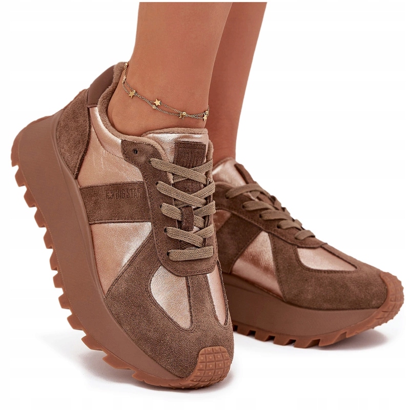 Dámské Semišové Zateplené Tenisky OO274A218 Hi-poly Systém Hnědé 36