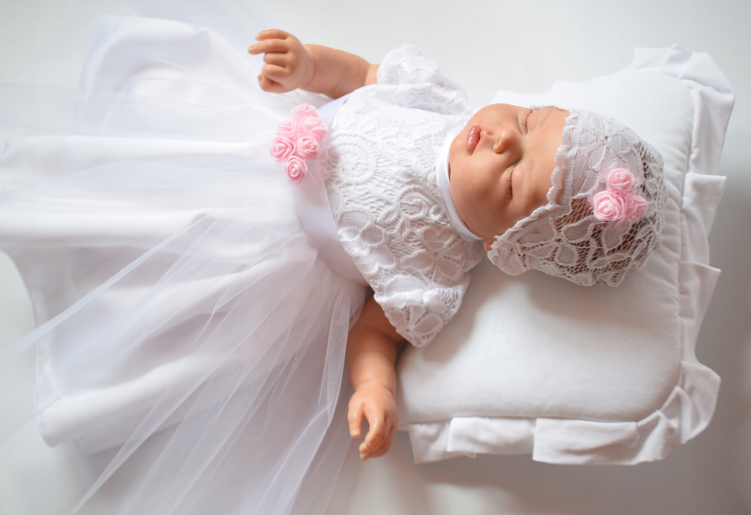 KOMPLET ubranko Chrzest Piękny KORONKOWY 80/86 Rozmiar 80