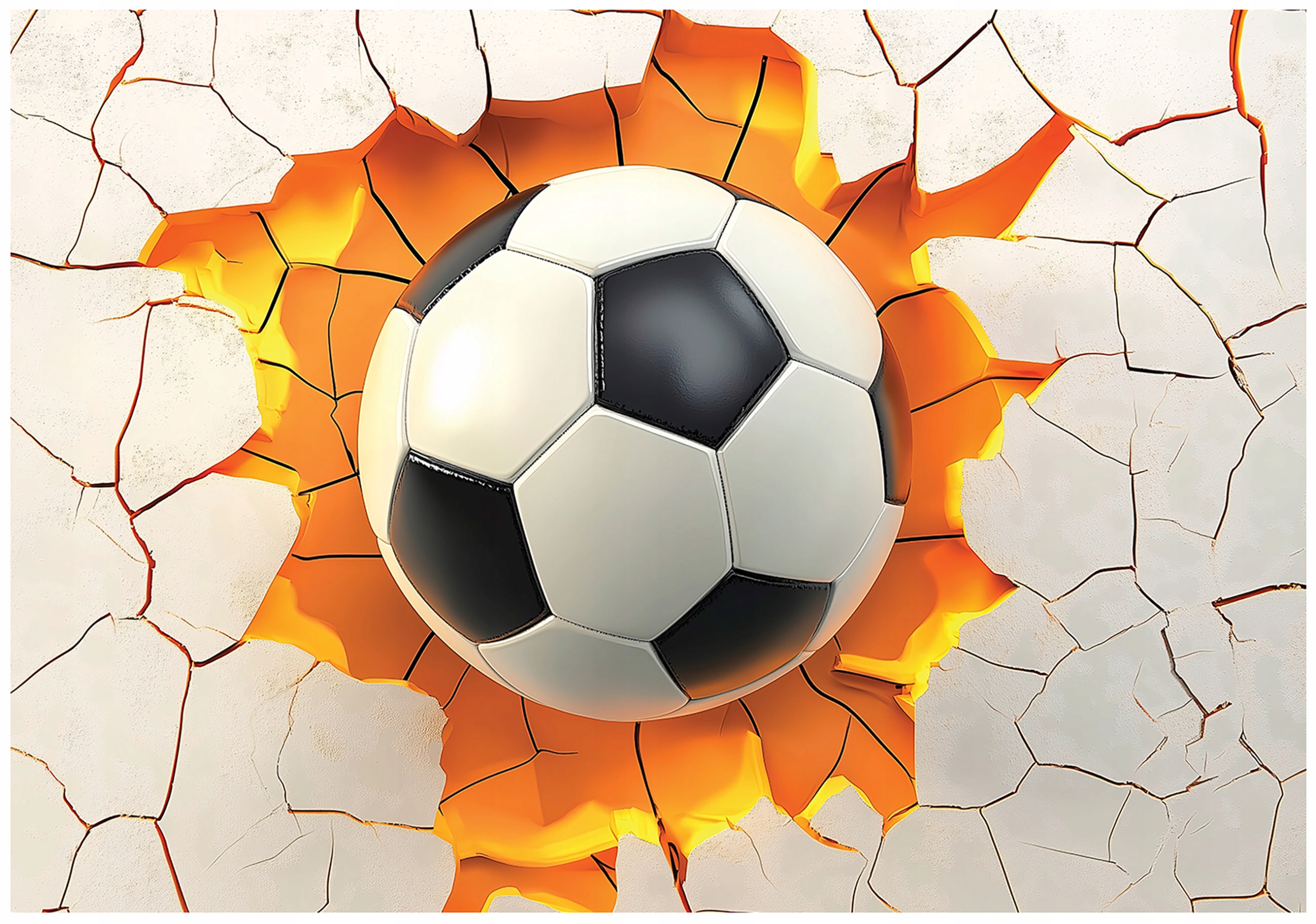 Fototapeta Pro Mládež Oranžová Fotbal 3D Stěna Děti 200x140