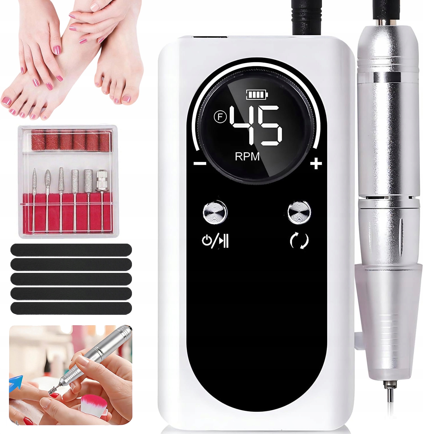 Elektrický Pilník Na Nehty LCD Pro Řezání, Leštění A Leštění