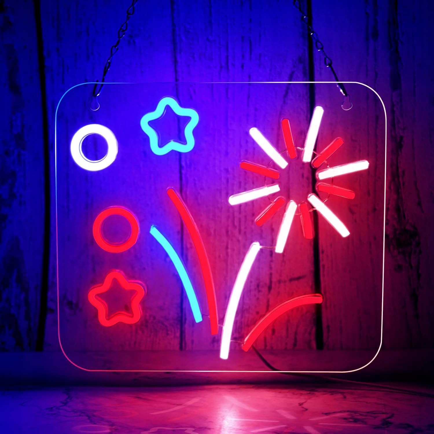 Neonová Led Usb nástěnná závěsná Ohňostroj