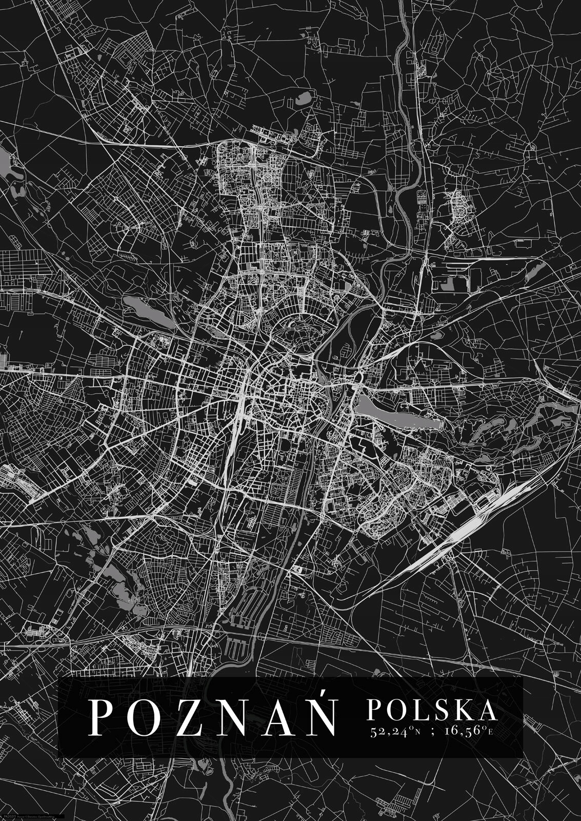 

Poznań Mapa Miasta plakat A2 42x59,4 cm