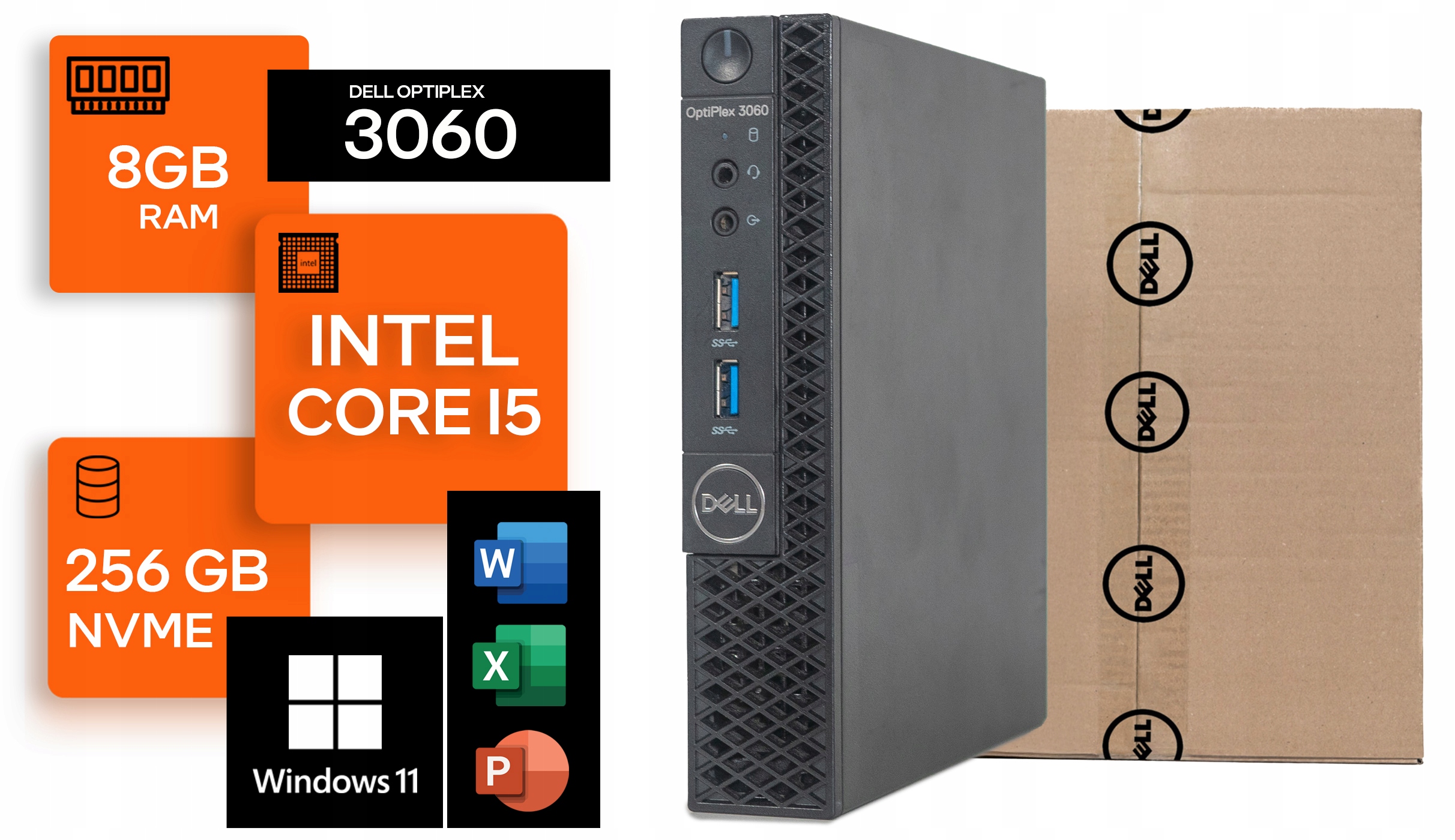 MINI PC EKO DELL 3060 TINY I5 8GEN 8GB 256GB M.2 WINDOWS 11 PRO