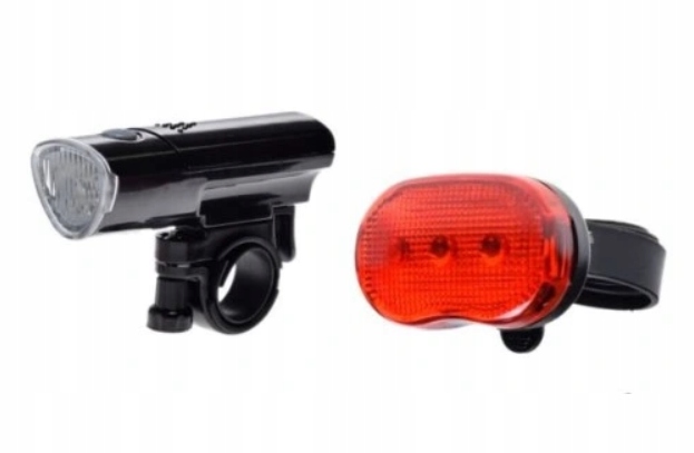 Lampki lampy rowerowe zestaw przód+tył+baterie Led AWR1203 19610