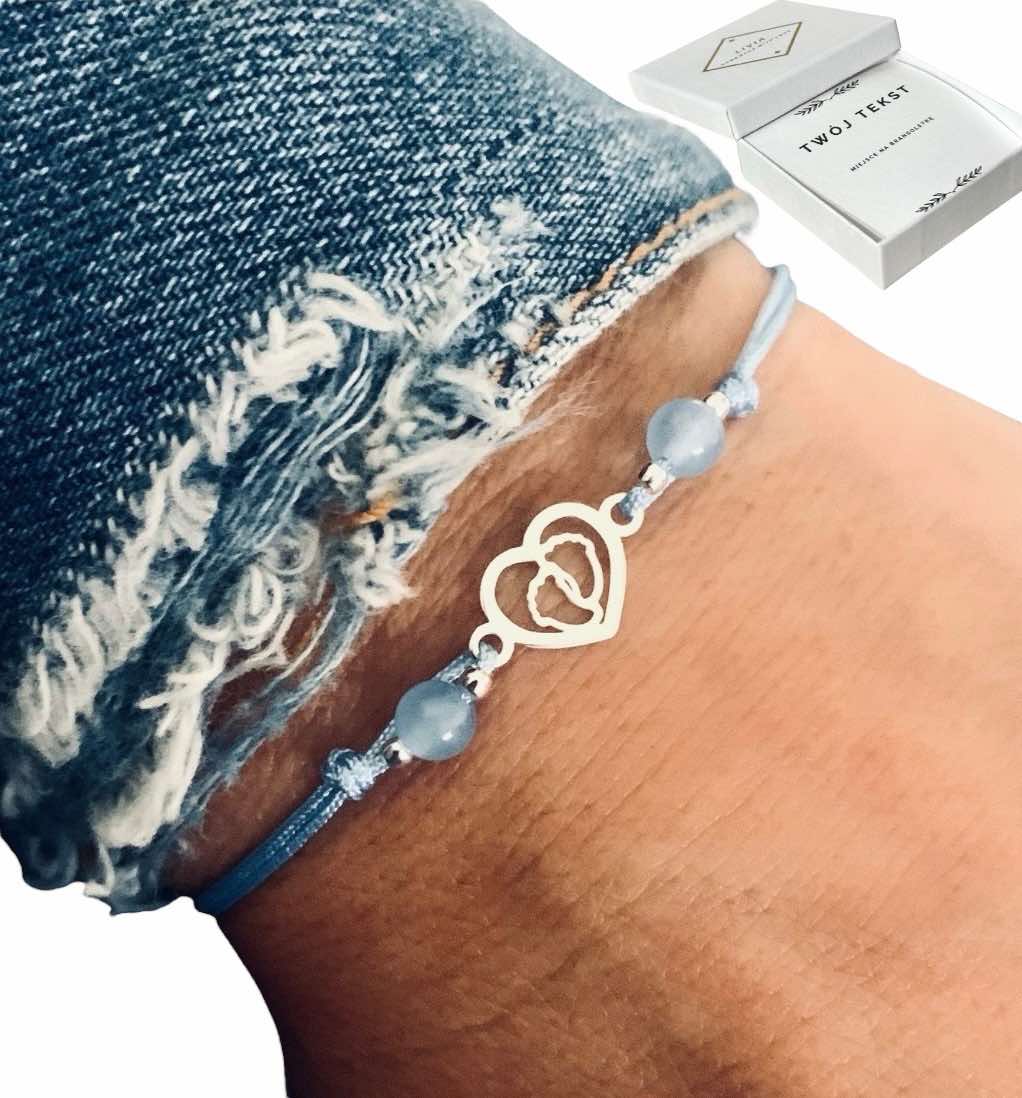 baby shower bransoletka dla przyszłej mamy Stópki Srebro