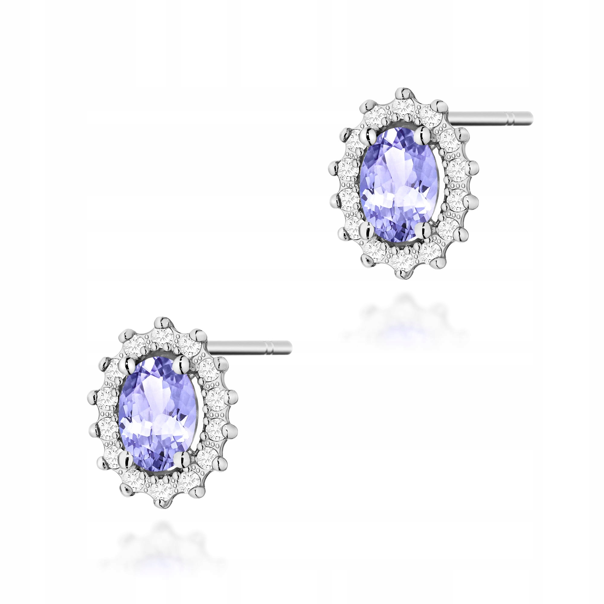 Náušnice 585 bílé zlato tanzanit přírodní diamanty