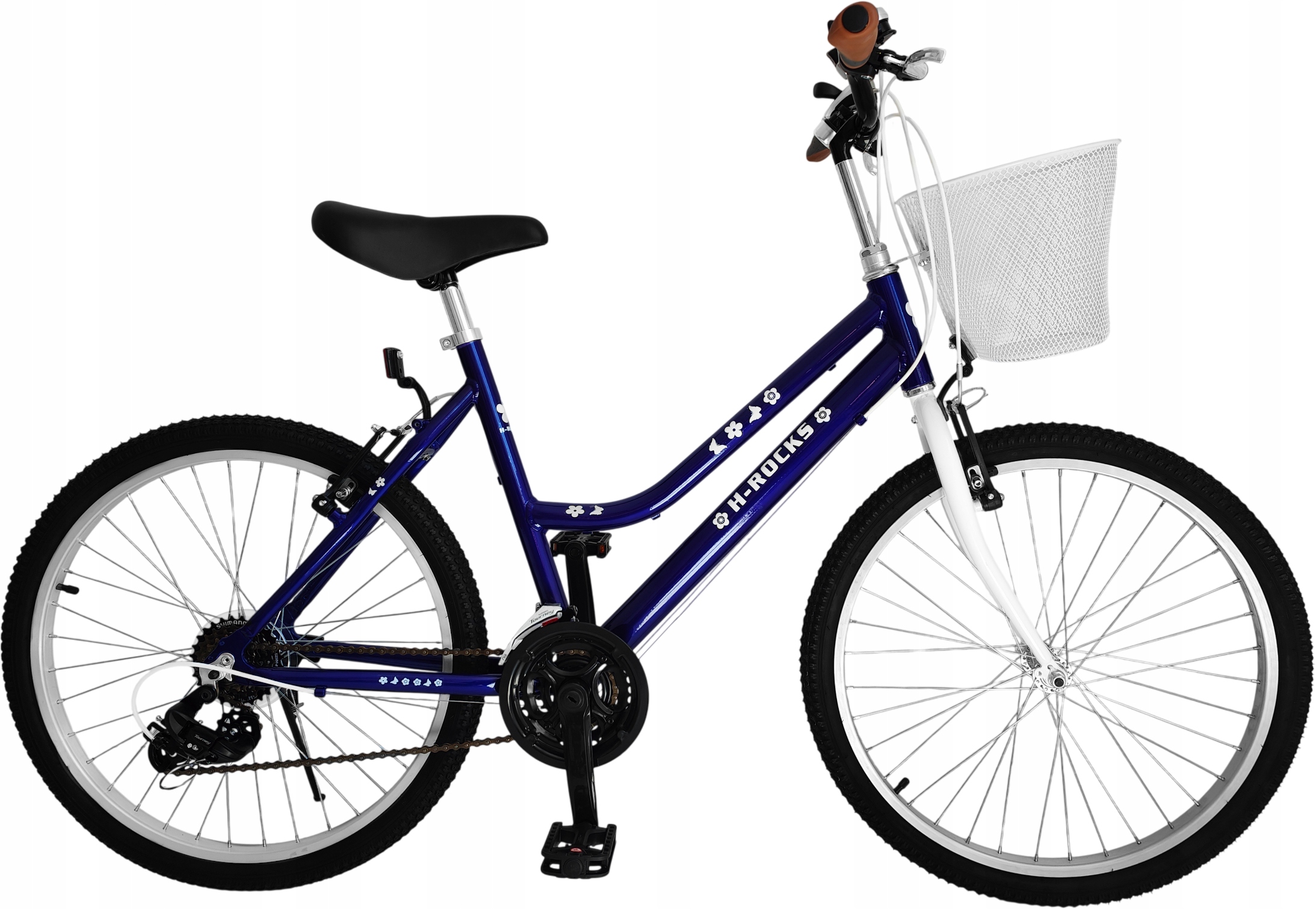 Rower 24"ALUMINIUM Damski Niebieski 18 Biegów Shimano, Lekki , Z Koszykiem