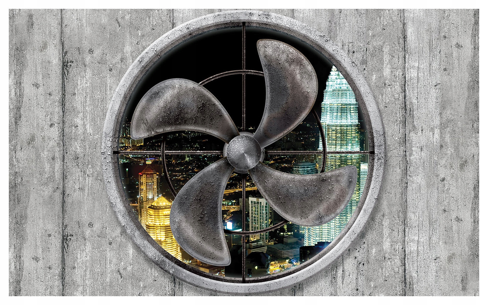 Fototapeta Nočné moderné mesto Loft za oknom vinylová 368x254 lepidlo