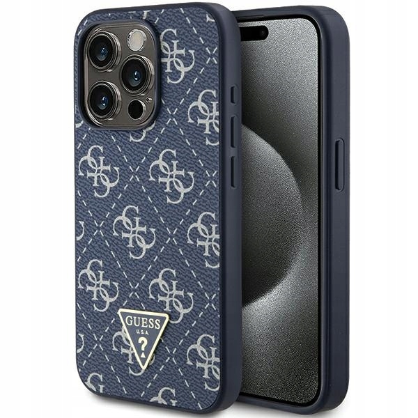 Pouzdro Guess GUHCP15LPG4GPB Apple iPhone 15 Pro, pevné pouzdro 4G Triangle Metal Lo