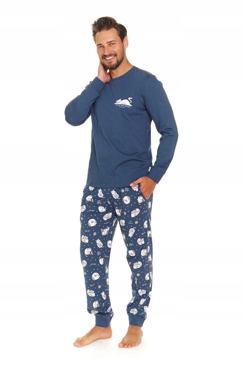 Doctornap Pánské bavlněné pyžamo s dlouhým rukávem Pmb 7112 deep blue 2XL