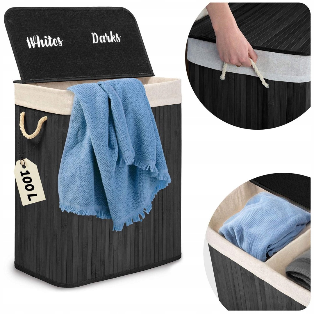 Bambusový koš na prádlo s víkem 100 l Massido