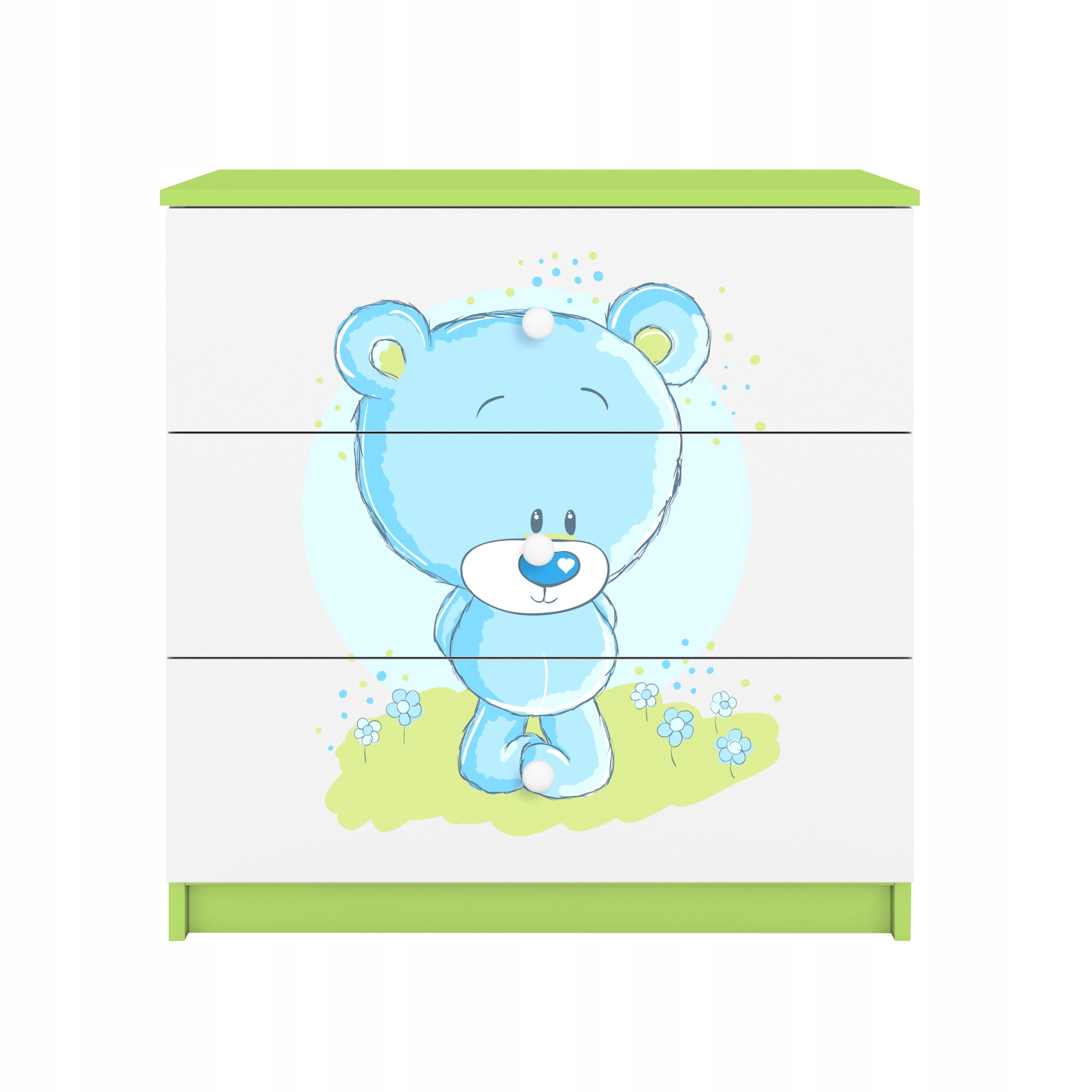 Komoda Babydreams zelená grafika medvídek motýlek 80 cm