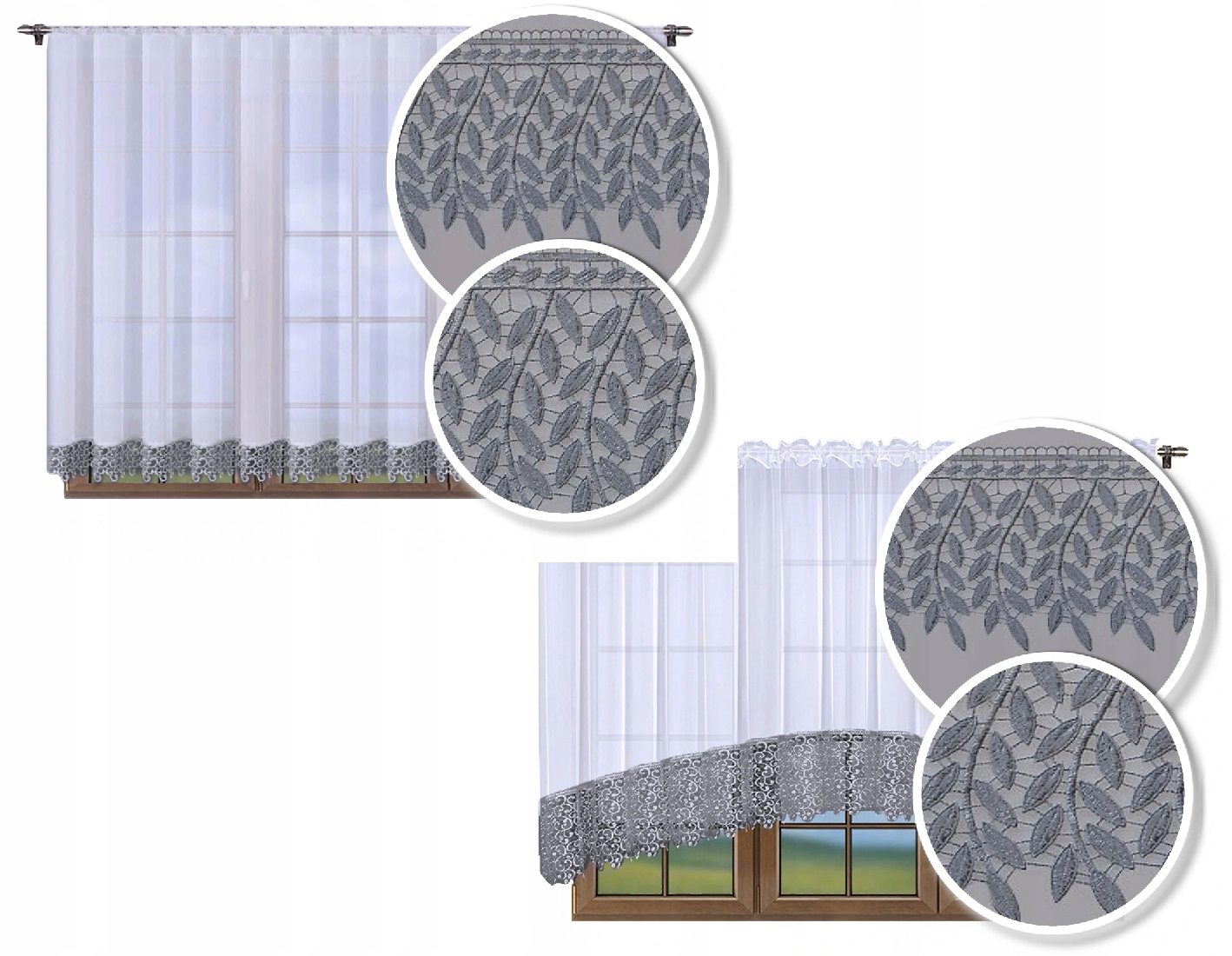 

Firanka Gotowa Woal Gipiura 160X300 Łuk Koronka