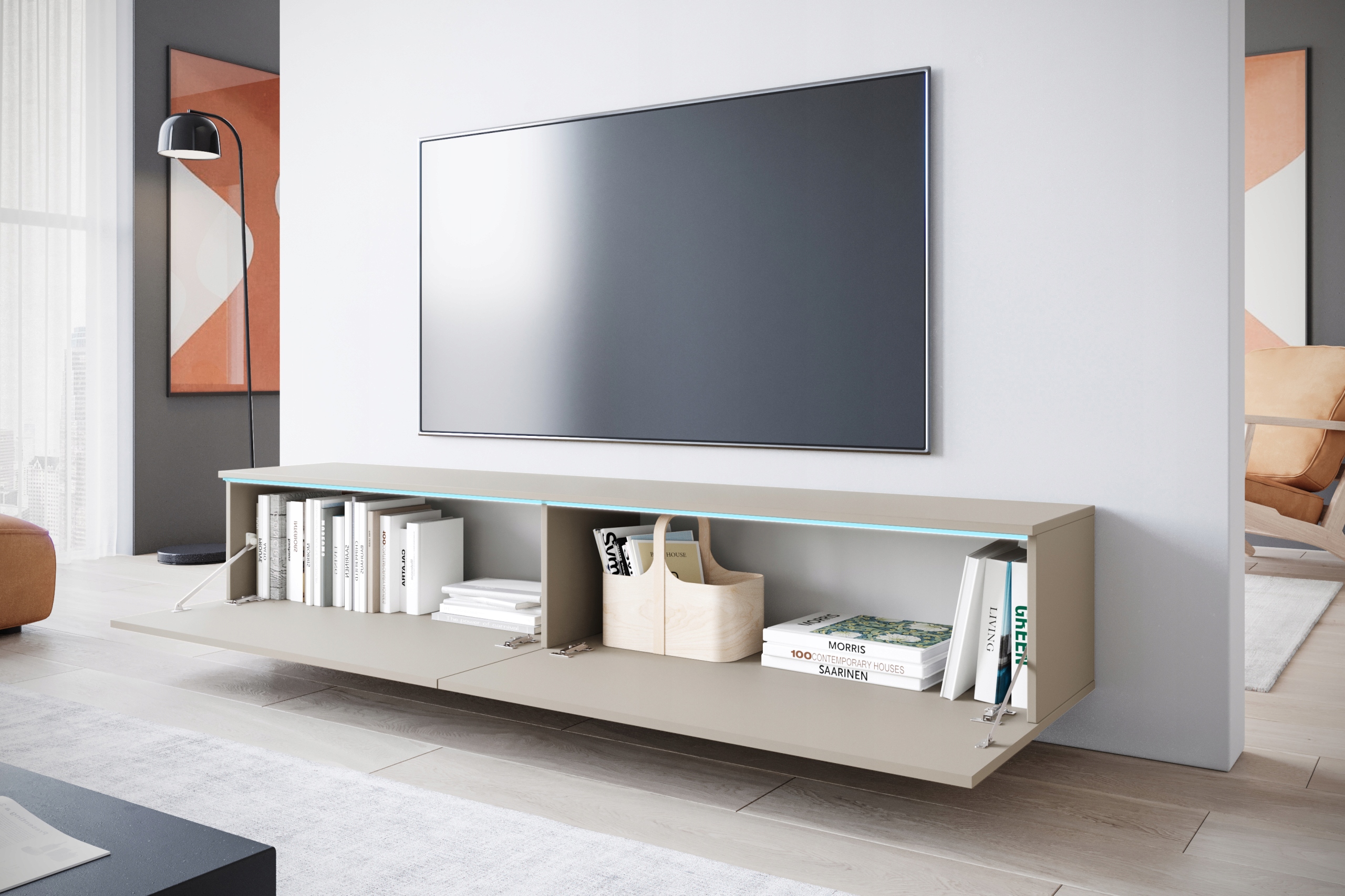 Szafka RTV Lowboard D 180cm KASZMIROWY BEŻ Szerokość mebla 180 cm