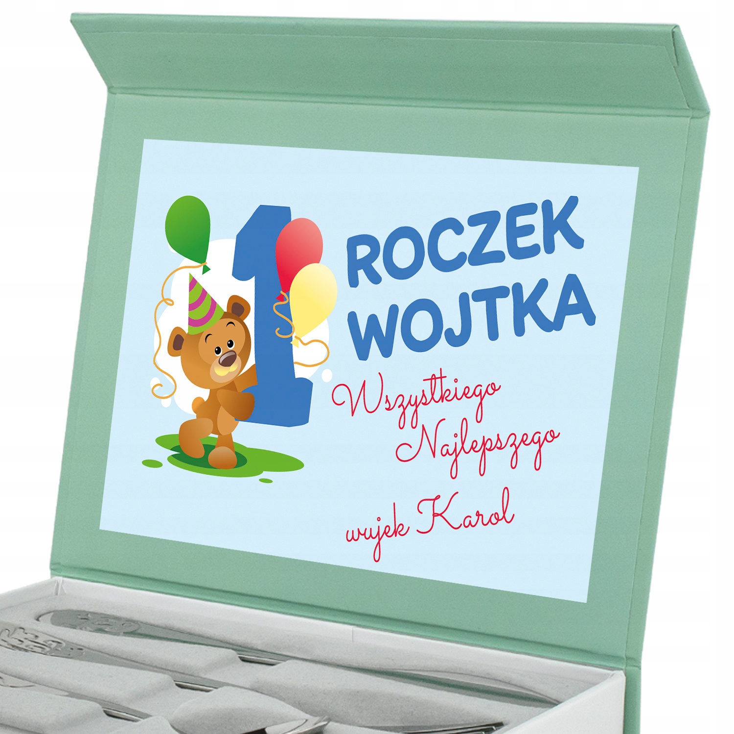 Prezent na ROCZEK sztućce dla DZIECI chłopca EAN (GTIN) 5904181002240