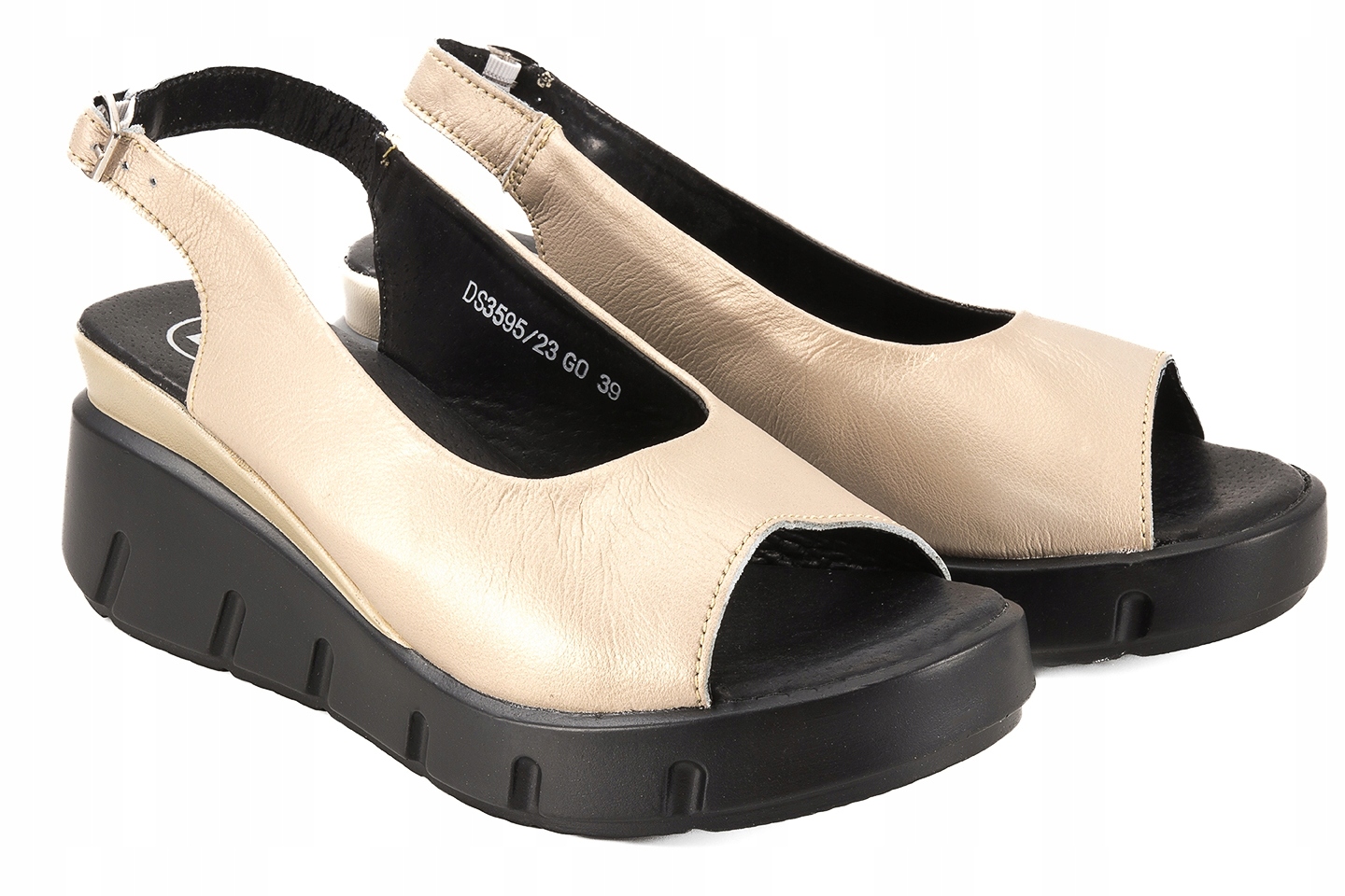 Filippo DS3595 Dámské Kožené Sandály Koturn Na Platformě zlaté 40