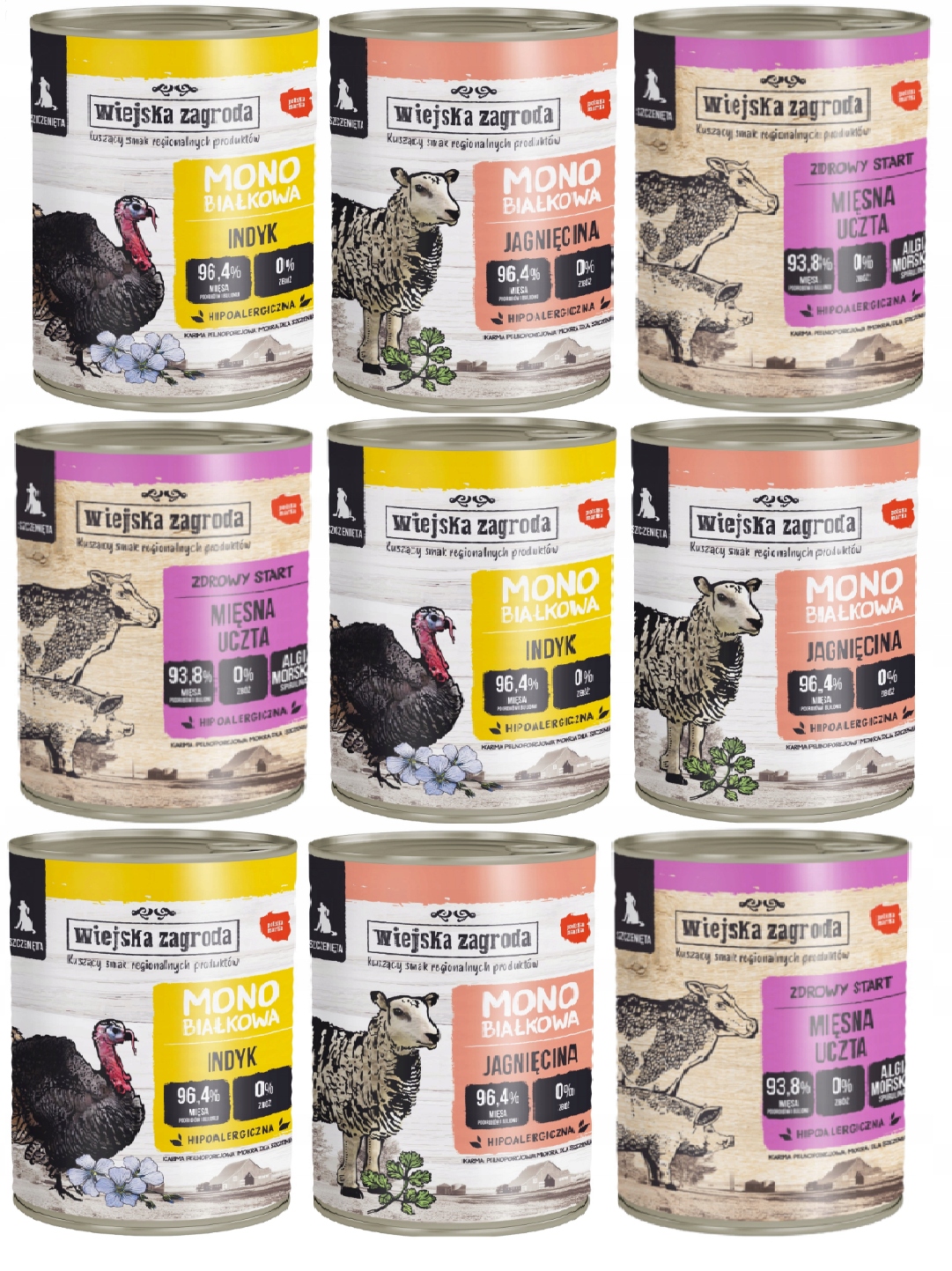 Wiejska Zagroda mokra karma dla Szczeniąt Mix smaków 9 x 400g