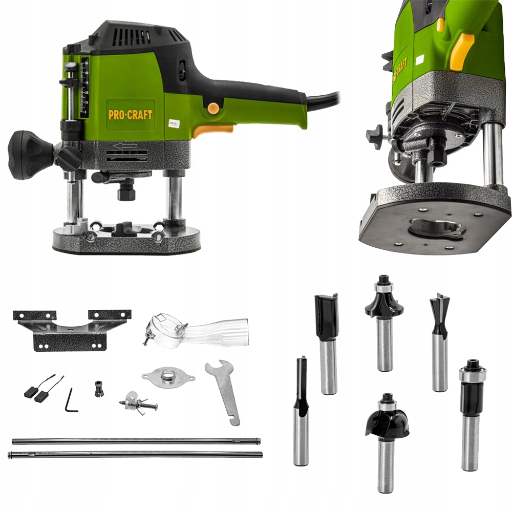 Procraft Frezarka górnowrzecionowa sieciowa 6/8 mm 1200W POB1200H kpl Frezy