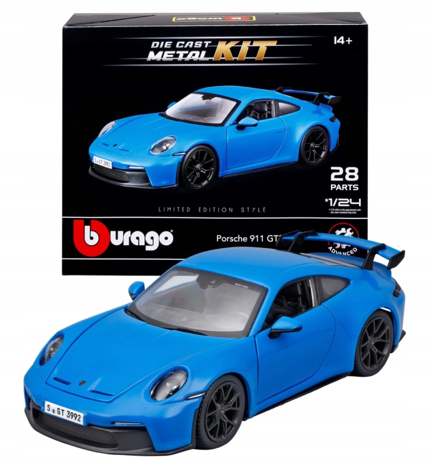 Porsche 911 992 GT3 2022 Blue Model pro skládání Bburago Kit 1:24