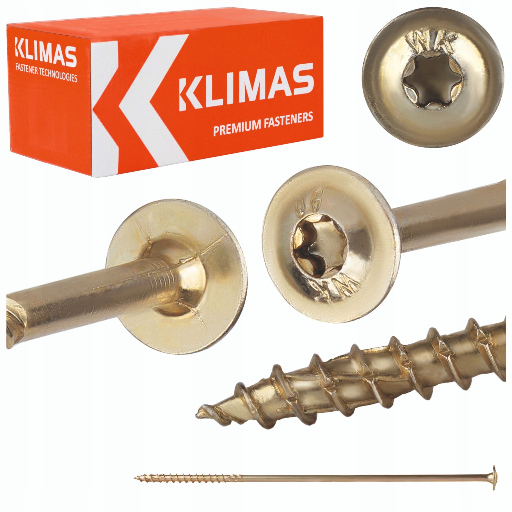 Tesařské vruty Torx 8x300 mm 50 ks talířová hlava do dřeva Klimas Wkcp