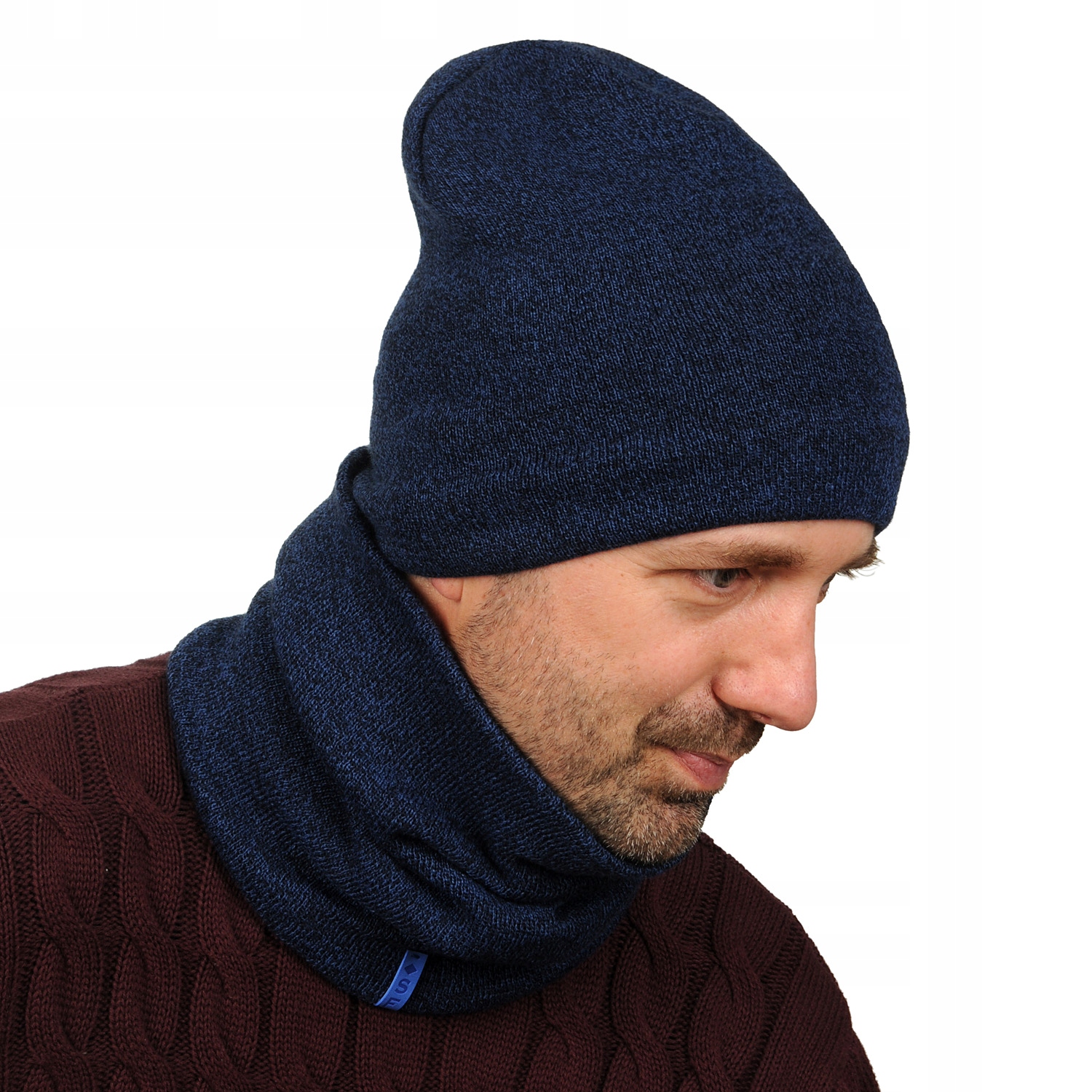 

Polska czapka Męska Beanie na Polarze smerf Granat