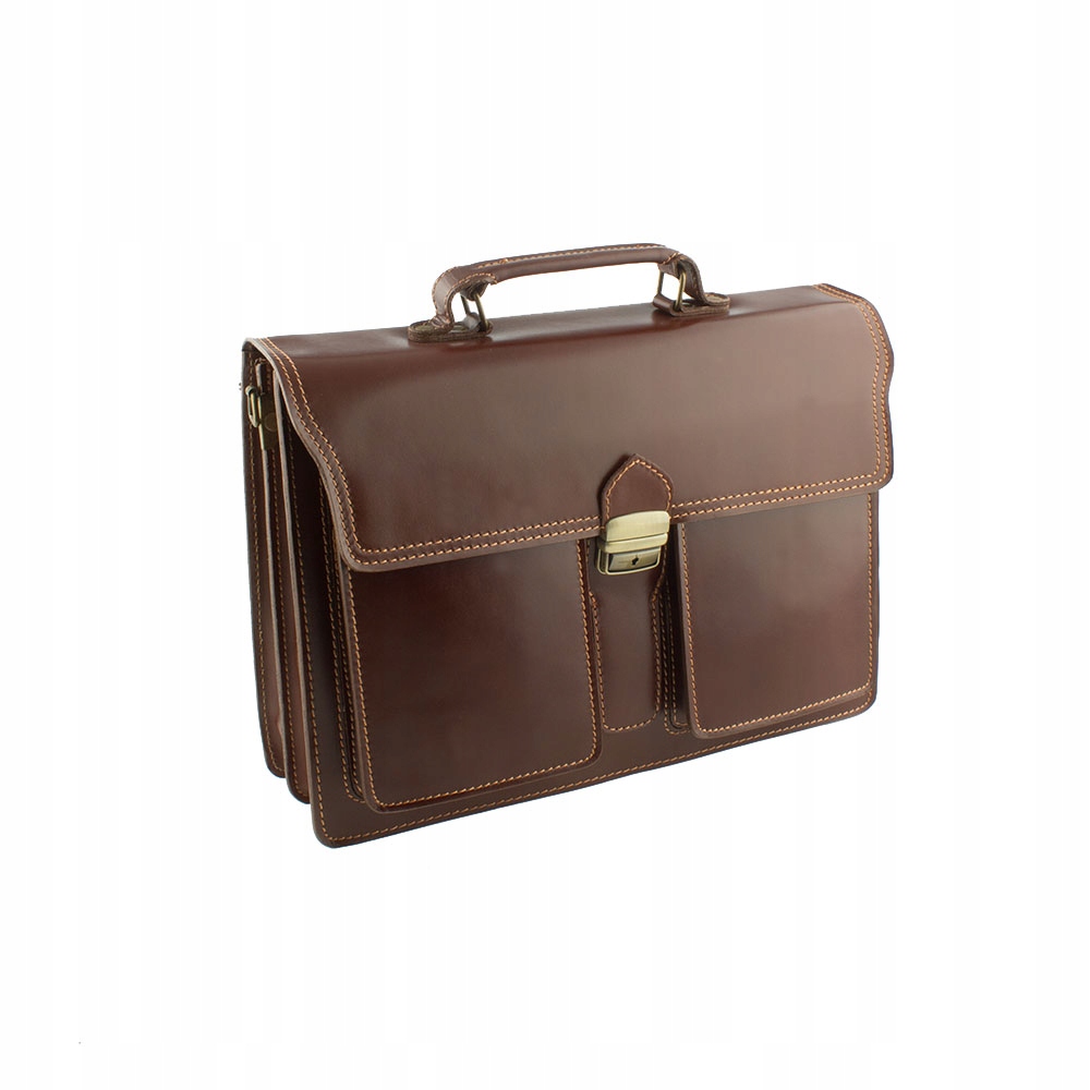 WŁOSKA TECZKA AKTÓWKA MĘSKA SKÓRZANA NESESER DUŻA BRĄZOWA KONIAK Marka inna