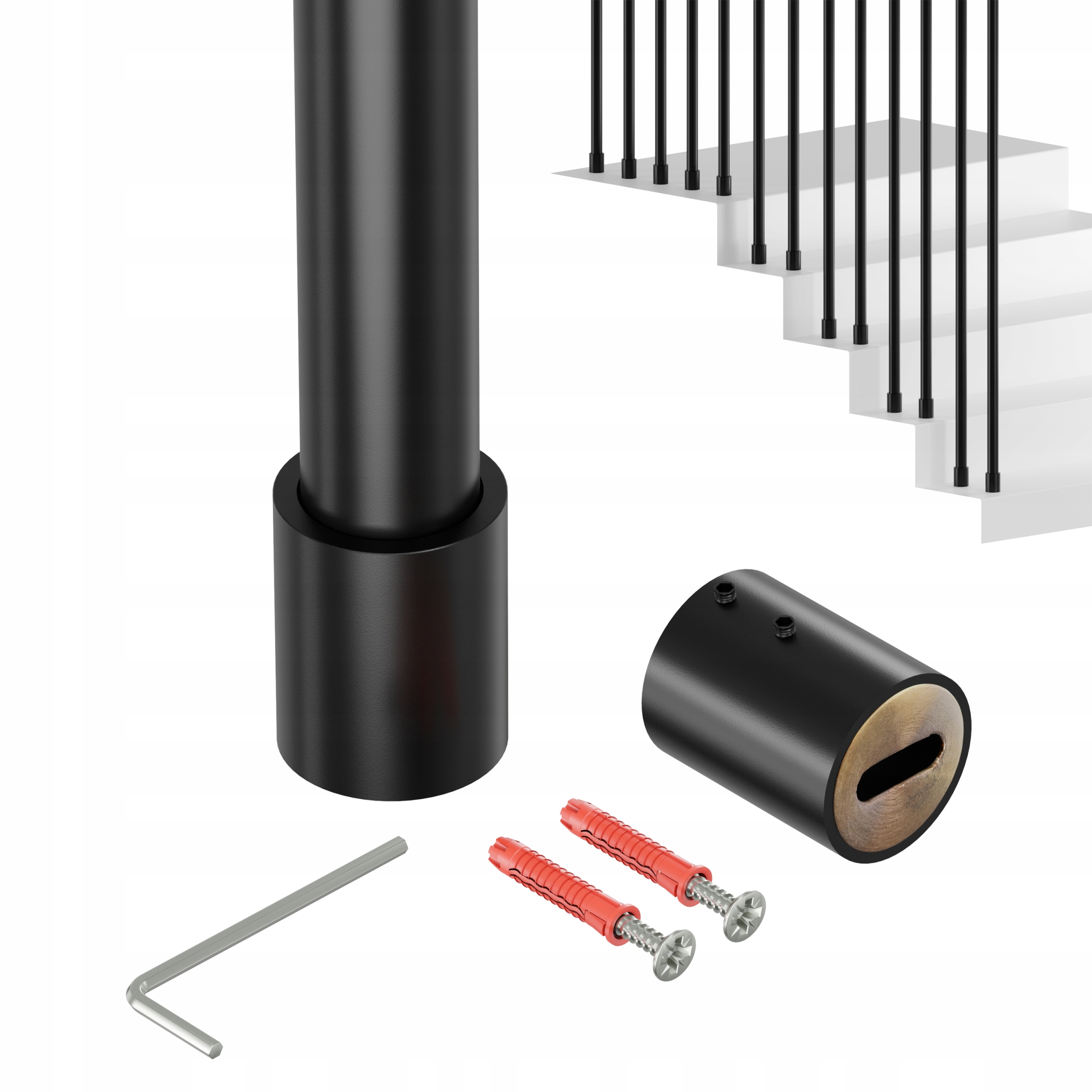 Zábradlí Na Schody Zábradlí Tralka Sloupek Černý fi 25mm 295 CM Harfa