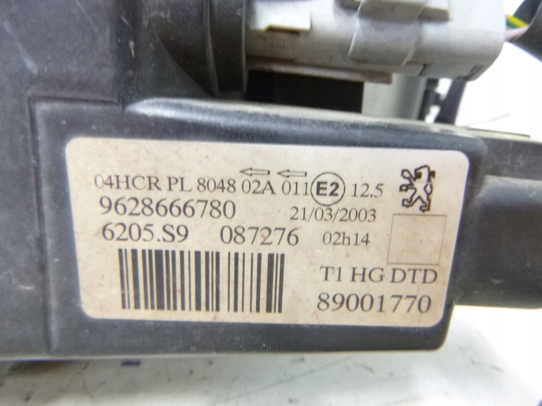 light front right Peugeot 206 H7/H7 9628666780 front P