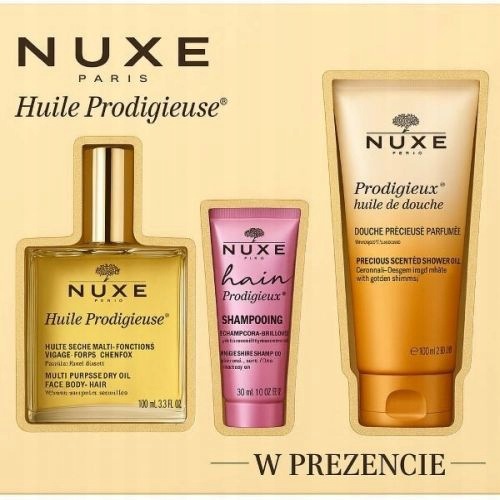 Nuxe Huile Prodigieuse Olejek 100ml+ Szampon 30ml Żel do kąpieli 100ml