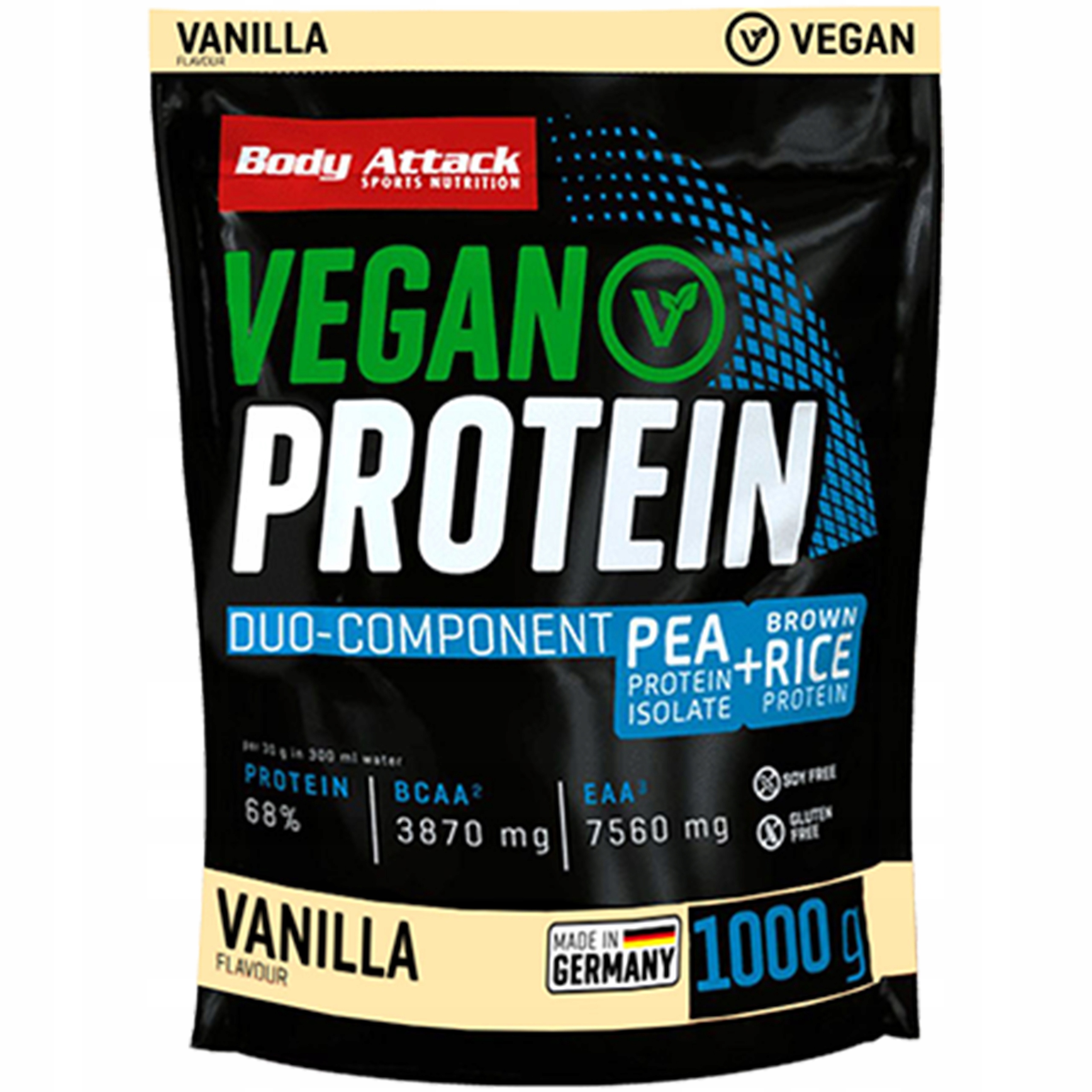 Rostlinný protein Body Attack Vegan Protein 1 kg Vanilka Veganský Doplněk Stravy
