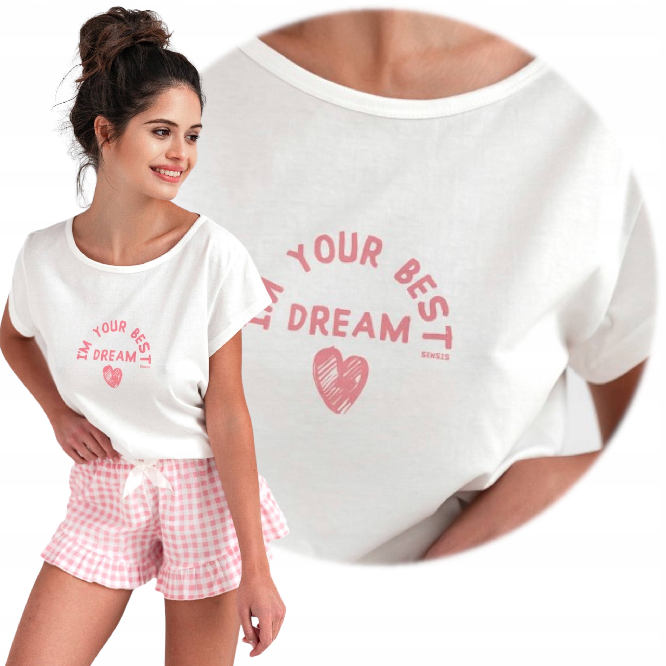 Dámské dvoudílné bavlněné pyžamo 100% Milá Polsko Vysoká kvalita L Bílá