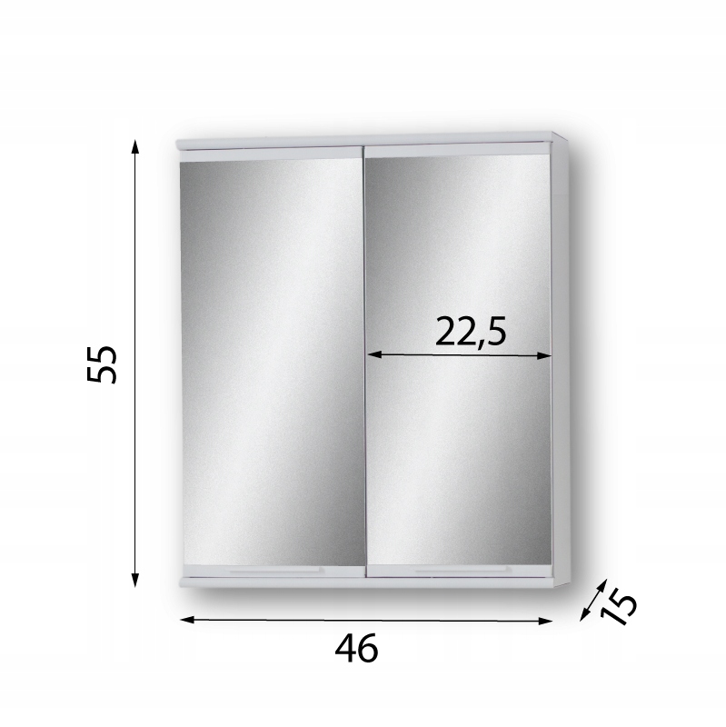 Szafka wisząca łazienkowa z lustrem D46/55 Szerokość mebla 46 cm