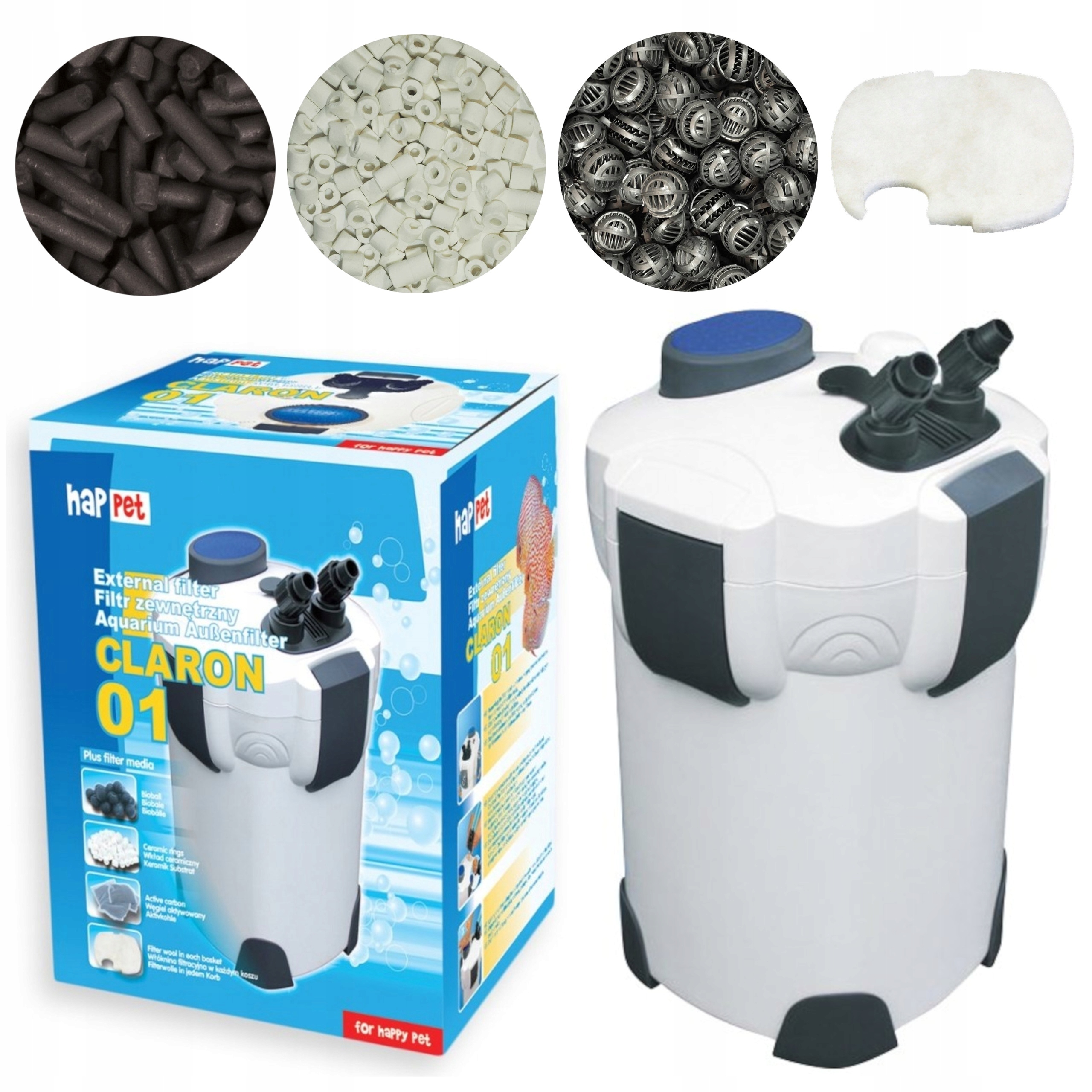 Happet Claron 01 Filtr zewnętrzny do akwarium kubełkowy 1000l/h