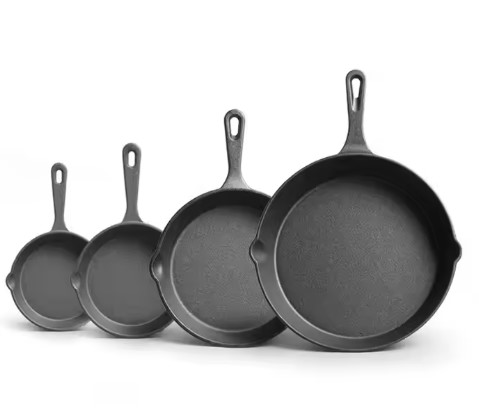 Sada Pánví 4x Pánev Těžká Litinová 30, 25, 20, 16 cm. Indukce Plyn