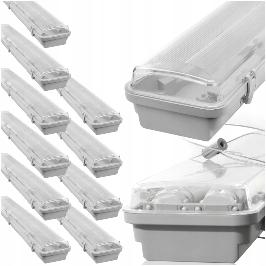 10x Lampa Led Wisząca Wodoodporna Do Garażu Liniowa Podłuzna Oprawa 150CM