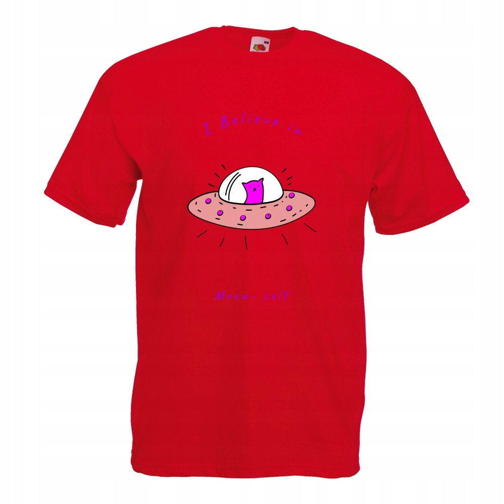 

Koszulka believe in meow-self kot ufo L czerwona