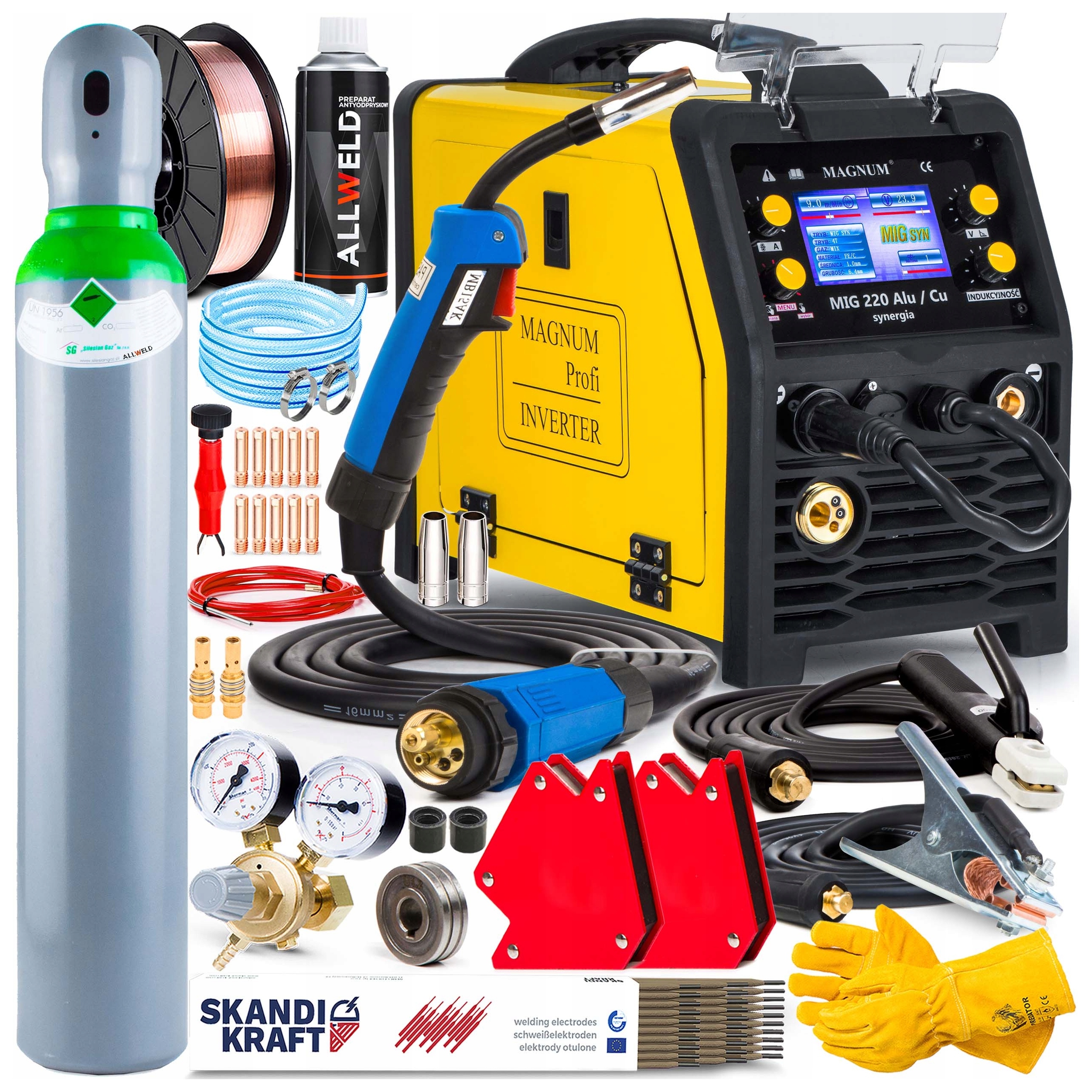 Poloautomatický Svařovací Stroj Magnum Mig 220 Alu/cu Synergie Mma Tig 230V 200A Alu