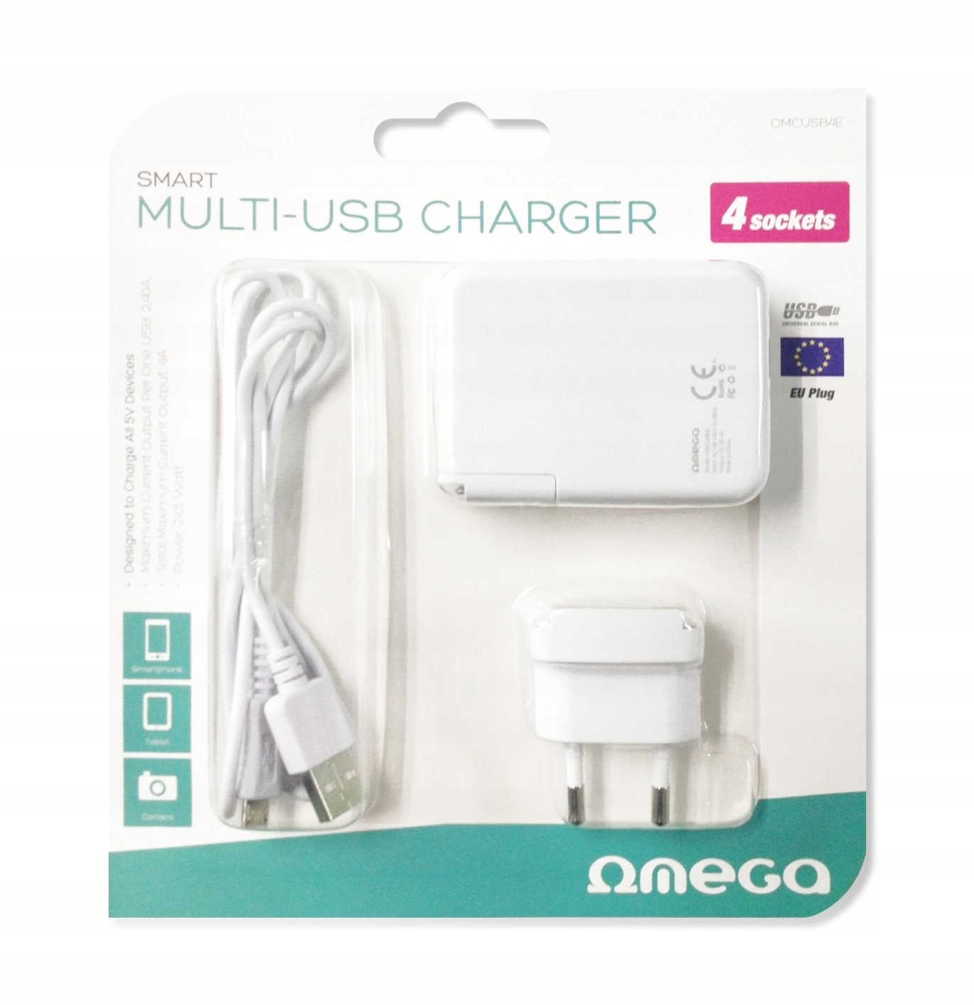

Omega Ładowarka 4 Porty Usb 4A Dla Smartfonów