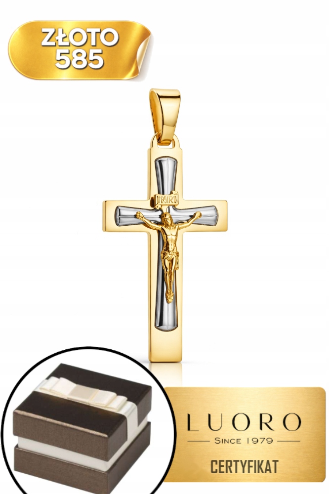 Náušnice Zlaté 585 14K Křížek Dvoubarevný Jemný Elegantní