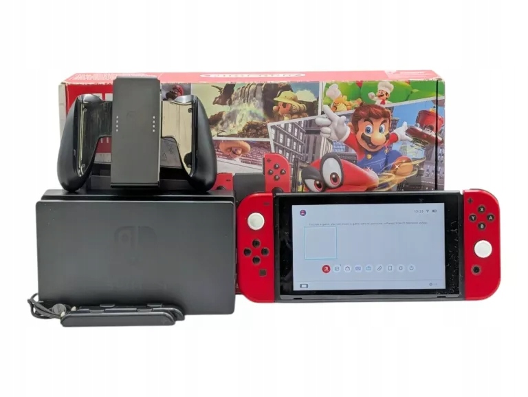 Konsola Nintendo Switch Neon Red Czerwona + Zasilacz