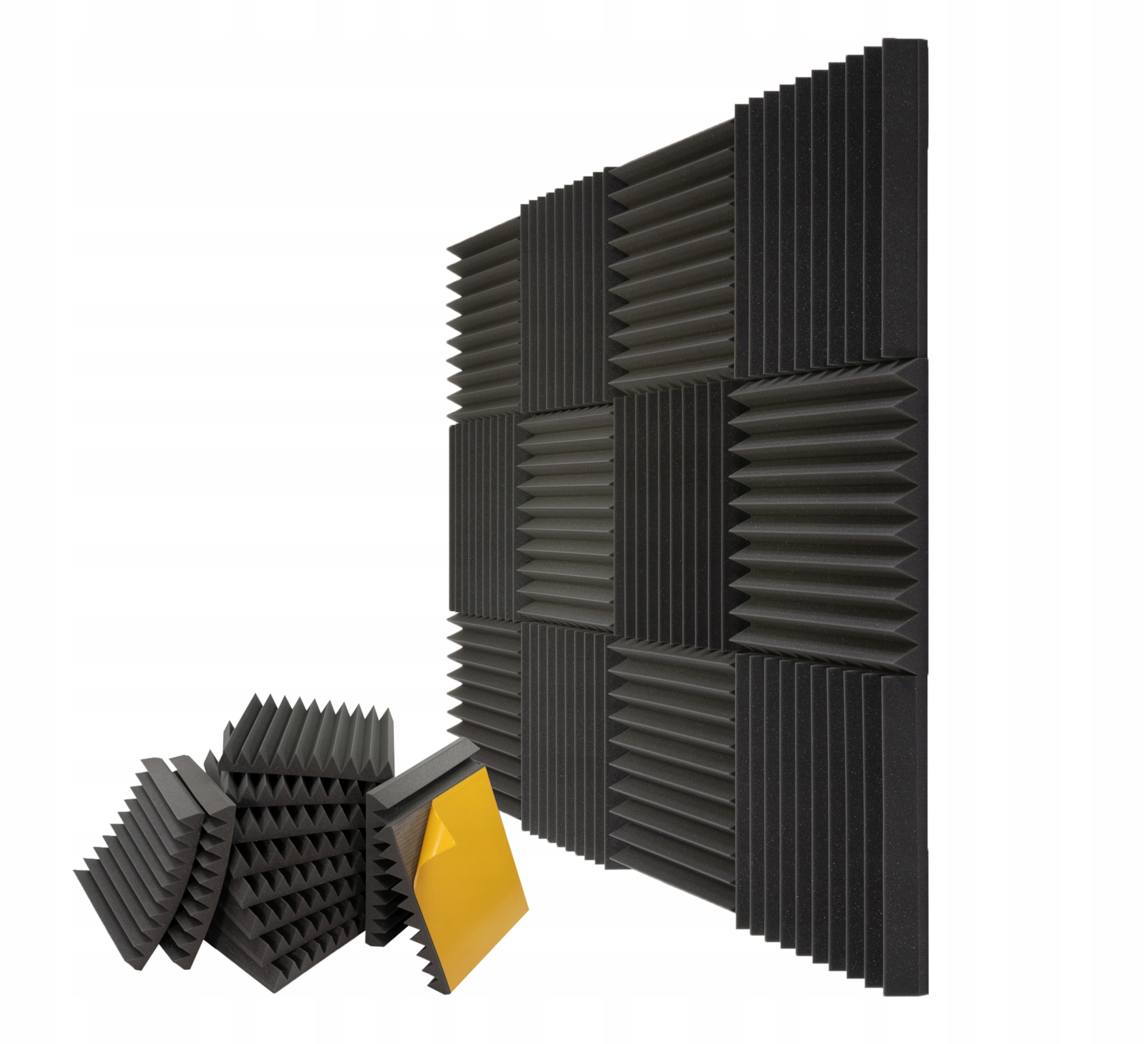 Sada akustických Klinů, Samolepící panely, tloušťka 7 cm, pyramida 12 Ks