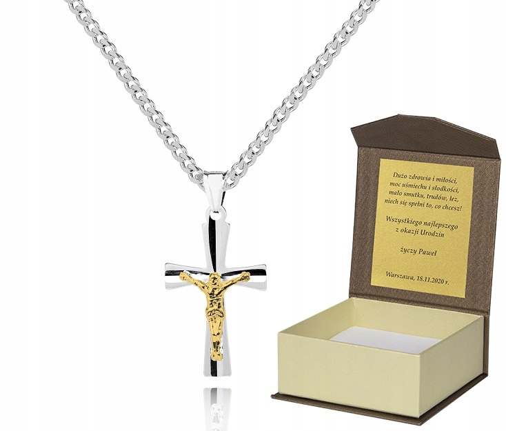 925 Stříbrný řetízek s křížkem Dedikace 40 cm LK44