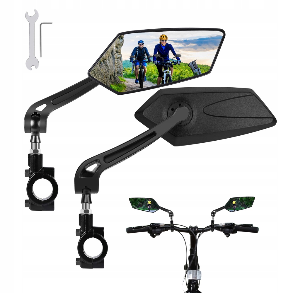 2 Szt Rowerowe Lusterka Wsteczne 360° Regulowane Szeroki Kąt Widzenia