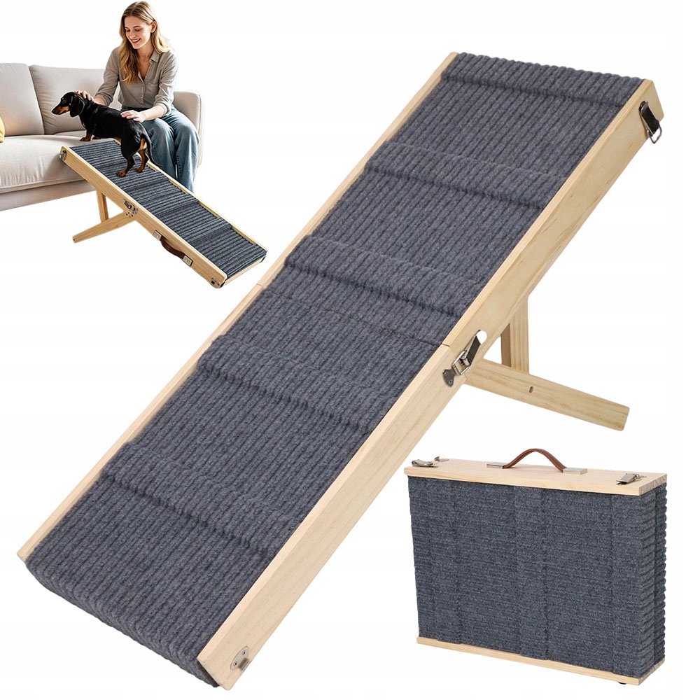 Dřevěná rampa Schodky pro psa a kočku Plošina Sklon 83 cm s regulací