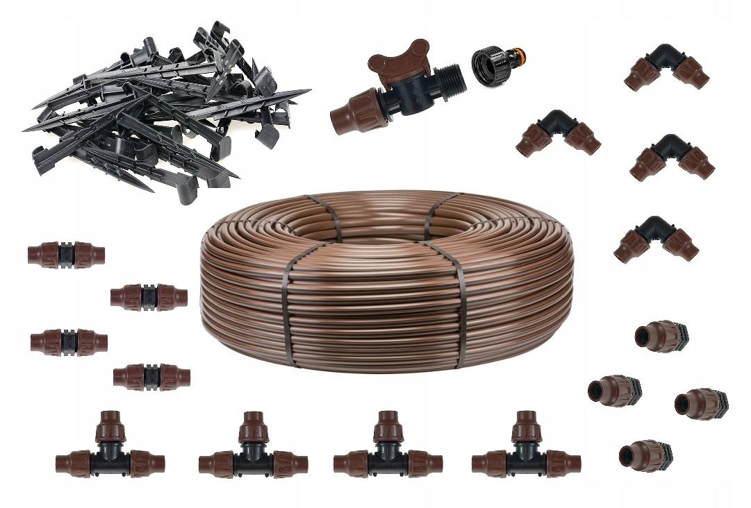 Linia kroplująca 100m z kompensacją ciśnienia zestaw Premium seria Brąz
