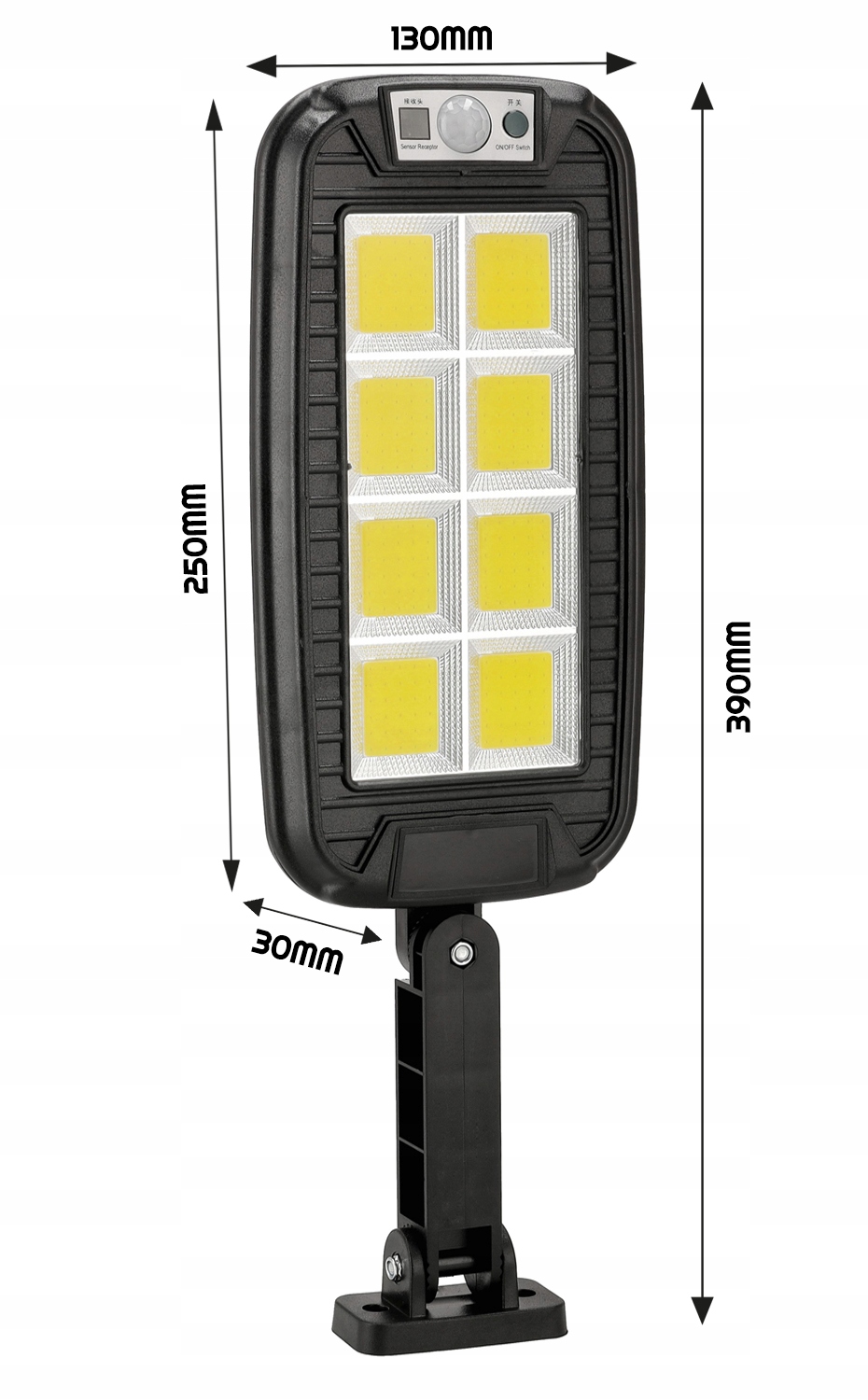 LAMPA SOLARNA Z CZUJNIKIEM RUCH ZMIERZCHU LED COB Długość 370 mm